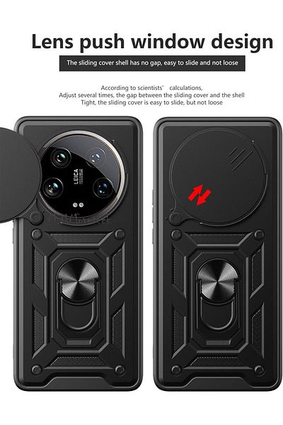 m.tk moveteck حافظة لهاتف Xiaomi Mi 14 Ultra مع حماية للكاميرا وحلقة منزلقة وغطاء مدرع للدبابات العسكرية