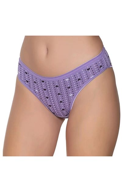 PİERLES Pachet de 6 chiloți de bikini colorați cu inimă din lycra cu buline