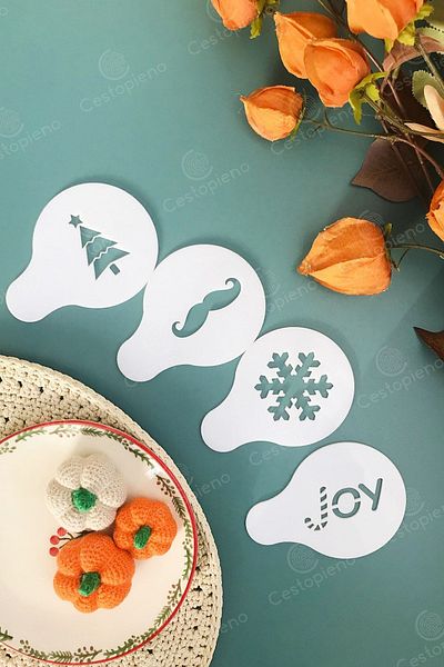 CESTOPİENO Set of 4 Coffee / Dessert Decoration Templates