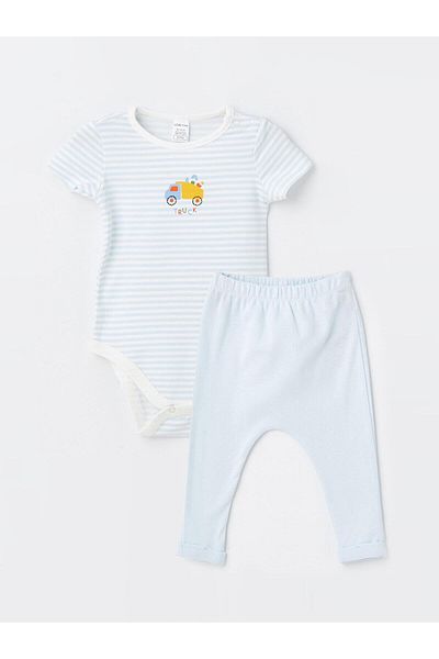 LC Waikiki LCW Baby - Crew Neck Printed Baby Boy Body and Trousers Set 2 Pieces
