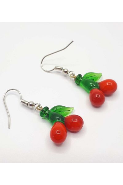 Anatolia Murano Glass Cherry Earrings