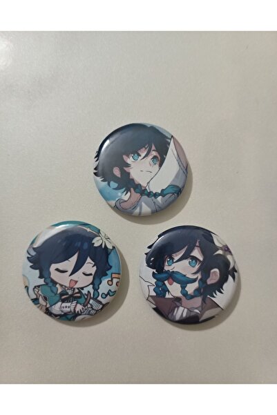 kleeyiseviyorum Genshin Impact Venti Anime Buton Rozet 37mm 3 adet