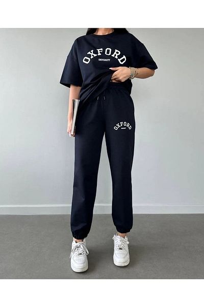MODARİCH Sweatpants T-shirt - Black Jogger T-Shirt Bottom Top Tracksuit Set Crew Neck