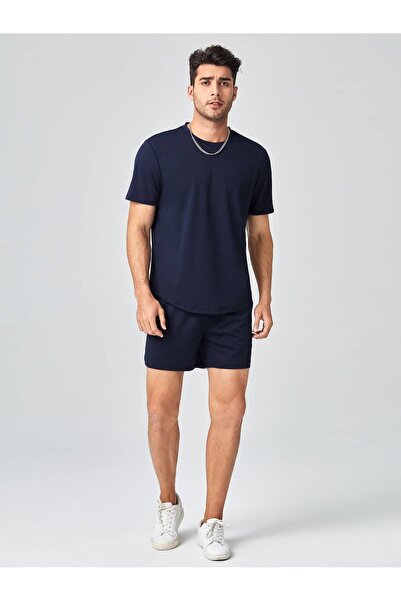 MODARİCH Navy Blue Oversize T-shirt and Shorts Set - Crew Neck