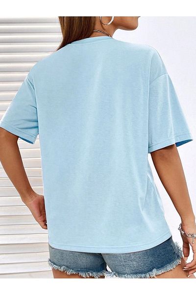 MODARİCH Tricou Land of Butterflies - Imprimat albastru baby cu mânecă scurtă cu decolteu liber