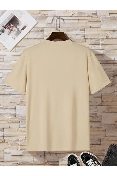 MODARİCH Μπεζ μπλουζάκι με ριγέ Oversize - Crew Neck, κοντό μανίκι