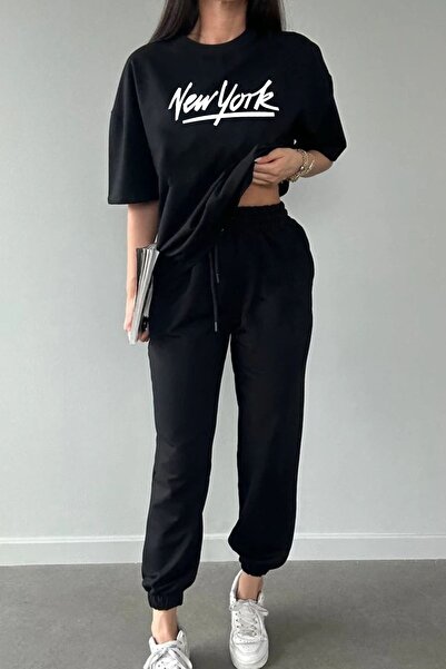 MODARİCH New York Summer Sweatpants T-Shirt - Μαύρο μπλουζάκι Jogger Κάτω μέρ...