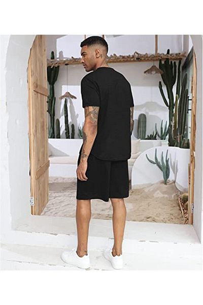 MODARİCH Joker T-Shirt Shorts - Black T-Shirt with Shorts Top and Bottom Set Printed Oversize Crew Neck