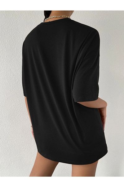 MODARİCH Roads Rome T-shirt -black Printed, Crew Neck, Printed, Short Sleeve, Boyfriend, Loose