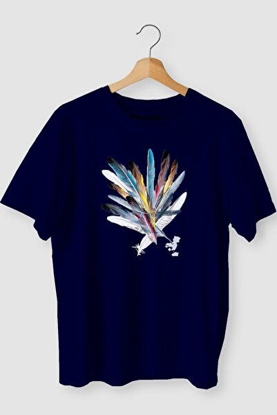 MODARİCH Футболка Inapiration - Синя з принтом Oversize з велосипедним коміро...