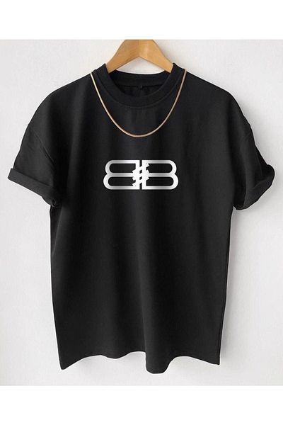 MODARİCH BB Design T-Shirt - White Printed Oversize Crew Neck Printed Short Sleeve