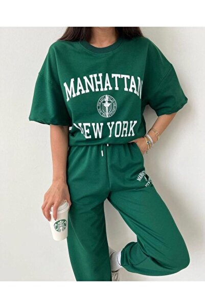 MODARİCH Φούτερ και μπλουζάκι Manhattan - Πράσινο μπλουζάκι Jogger, σετ φόρμα...