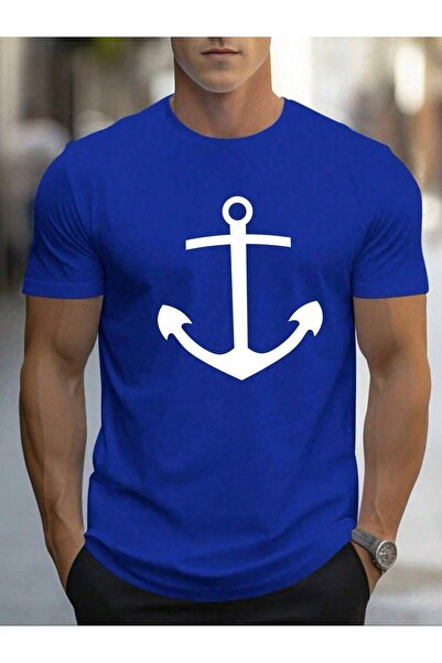 MODARİCH Sax Mavi Oversize Великий Капюшон T-Shirt - Велосипедна комір, корот...