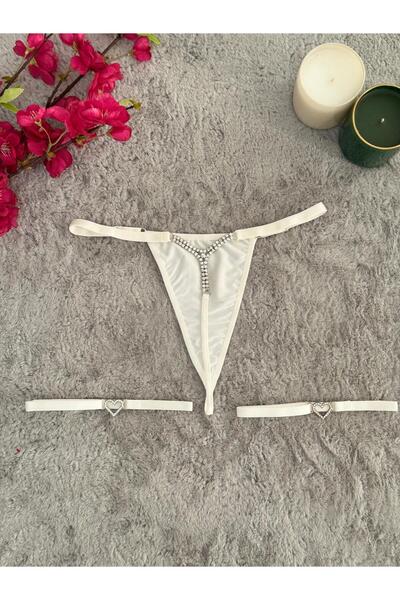 Oprah Kadın Parlak Taşlı Beli Ayarlanabilir Seksi String 2Li Taşlı Aksesurlı Bacak Aksesuarı