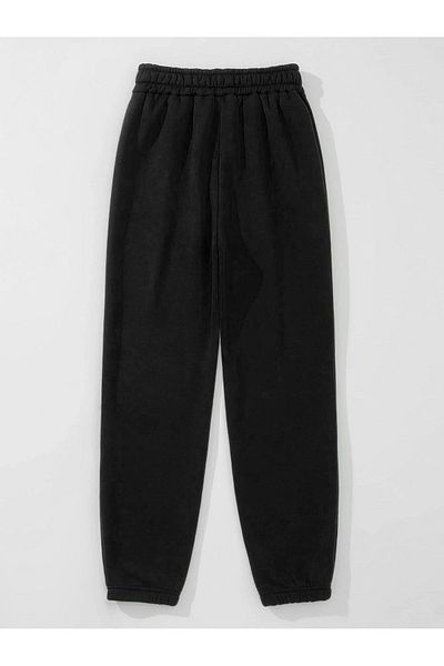 Mythologie Boston Sweatpants Jogger - Μαύρο εμπριμέ λαστιχένιο πόδι ψηλόμεσο χειμώνα