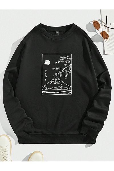 MODARİCH Φούτερ Ukiuo-e - Μαύρο εμπριμέ Oversize Crew Neck