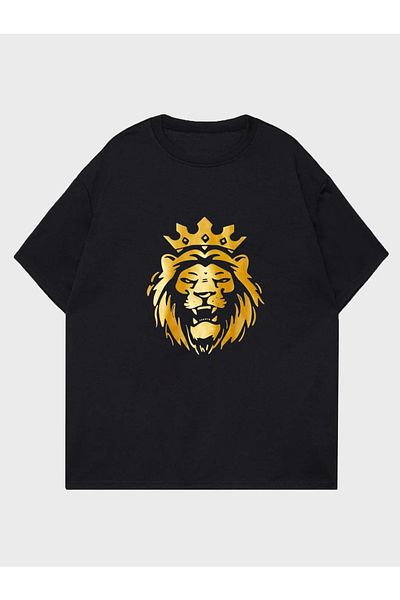 Mythologie T-Shirt με λογότυπο Lion - Μαύρο εμπριμέ κοντό μανίκι με λαιμόκοψη