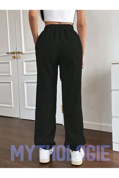 Mythologie Basic Unprinted Sweatpants Jogger - Μαύρο λαστιχένιο πόδι ψηλόμεσο χειμώνα