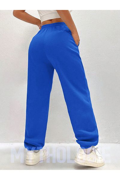 Mythologie Basic Unprinted Sweatpants Jogger - Sax Blue Rubber Leg ψηλόμεσο χειμώνα