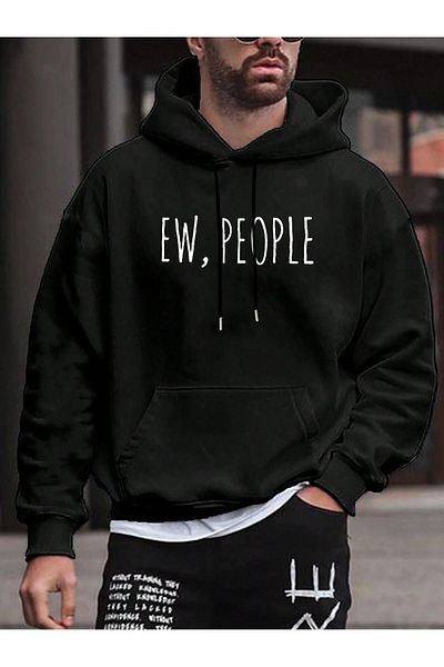 MODARİCH Суитшърт Ew People - черна качулка с голяма панделка с принт