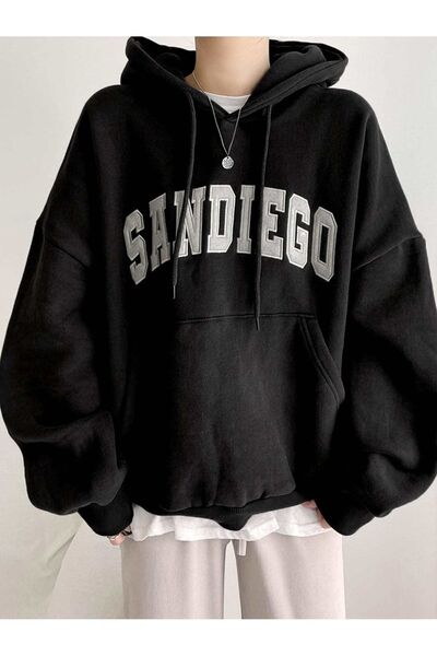 MODARİCH San Diego dukserica - crna majica sa kapuljačom i velikim printom