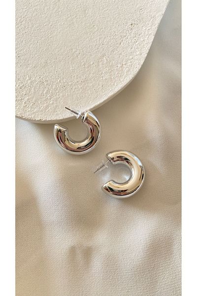 Muse Sister Half Hoop Silver Earrings