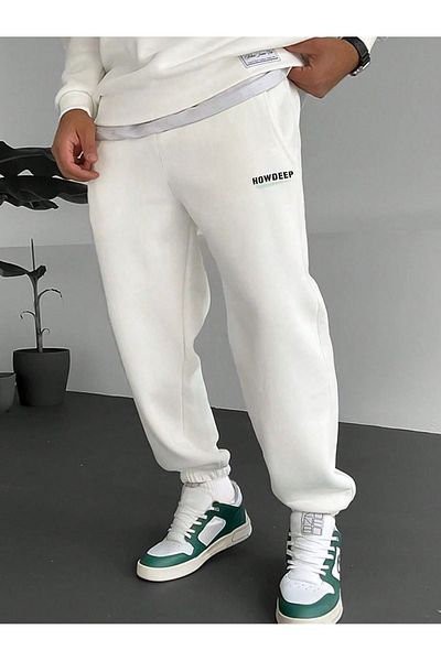 Mythologie Howdeep Sweatpants Jogger - Λευκό εμπριμέ ελαστικό πόδι ψηλόμεσο χειμώνα