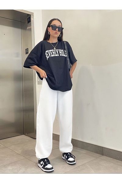 Mythologie Σετ μπλουζάκι και φούτερ Beverly Hills Oversize Jogger - Μαύρο T-shirt, Crew Neck