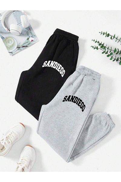 Mythologie Ψηλόμεσο ελαστικό πόδι 2 τμχ Φούτερ Sandiego Jogger - Μαύρο γκρι εμπριμέ χειμώνα
