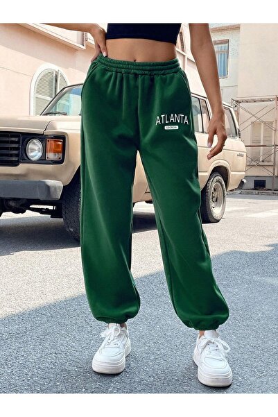 Mythologie Atlanta Georgia Sweatpants Jogger - Πράσινο με στάμπα από καουτσούκ με ψηλή μέση