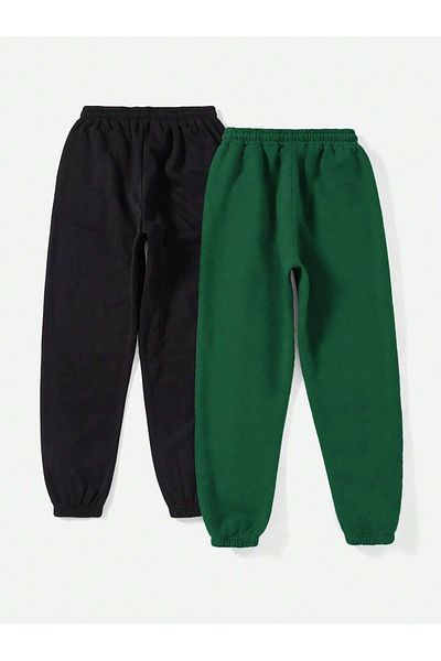 Mythologie 2-Piece Los Angeles USA Sweatpants Jogger - Black Nefti Green Printed Rubber Leg High Waist Summer