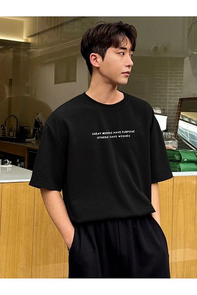 Mythologie T-Shirt Minds Purpose - Μαύρο εμπριμέ κοντό μανίκι με λαιμόκοψη