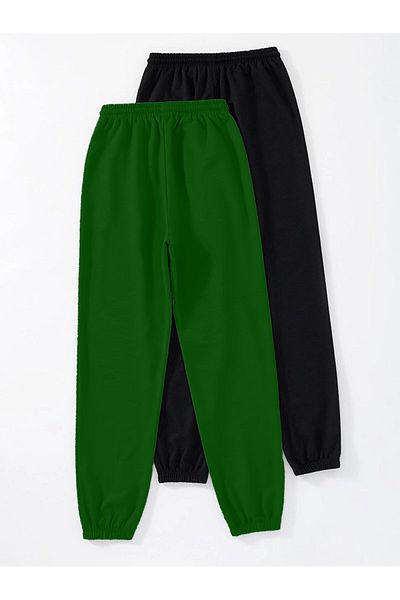 Mythologie 2-pack Printed Jogger Sweatpants - Μαύρο και πράσινο λαστιχένιο πόδι ψηλόμεσο καλοκαίρι