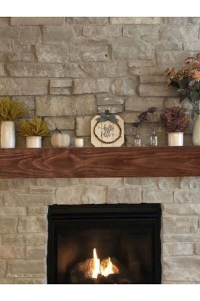 Yggdrasil Home Decor Dekoratif Doğal Ahşap Tek’li 80 X 15 X 5-6 Cm Şömine Üst...