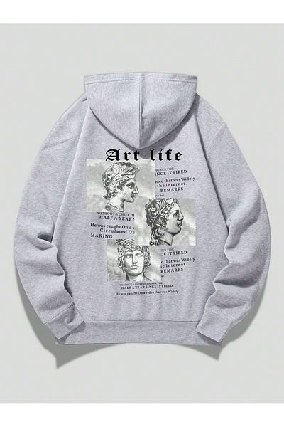 MODARİCH Φούτερ Art Life - Φούτερ με κορδέλα σε γκρι στάμπα
