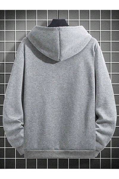 MODARİCH Зимен суитшърт Charlie Luciano Design - сив с щампа и голяма повдигната качулка