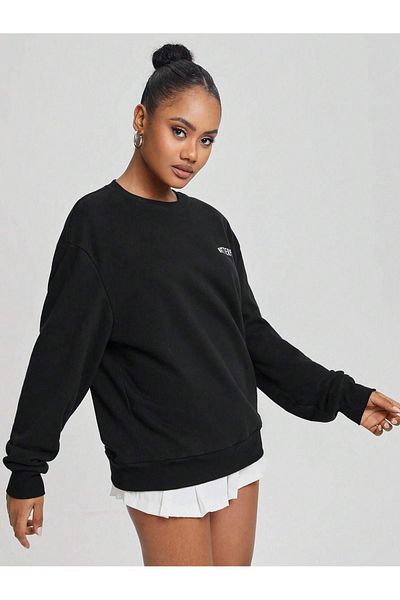MODARİCH Φούτερ Butterfly - Μαύρο εμπριμέ Oversize Crew Neck