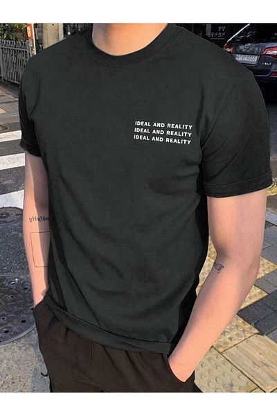 Mythologie Tricou Ideal Reality - Mânecă scurtă cu mânecă scurtă supradimensionată cu imprimeu negru