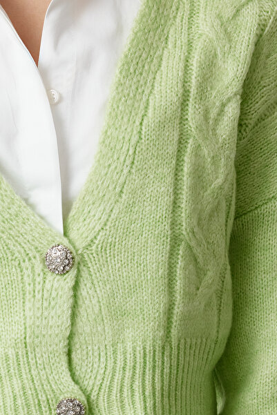 Trendyol Collection Cardigan z měkkého úpletu Lime Crop TWOAW23HI00272