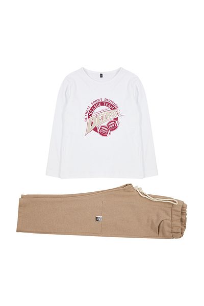 TRENDYOLKIDS Boy's Printed Cotton Set - Top and Bottom Set Tkdaw25Au00048