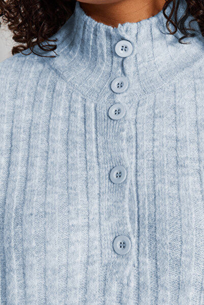 Trendyol Curve Ribbed Baby Blue Knitwear Sweater - Buttoned TBBAW24AN00045