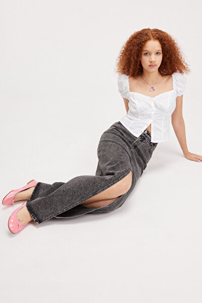 Monki Anabelle Denim Shirt Skirt