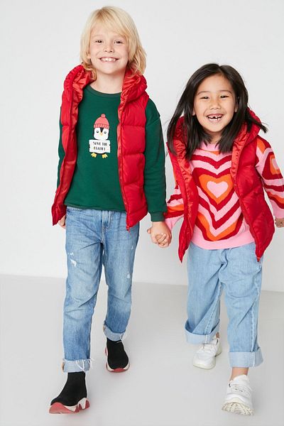 Kids red hooded vest outlet