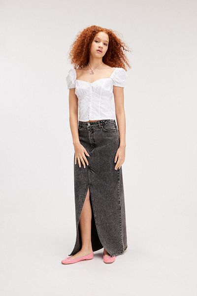 Monki Anabelle Denim Shirt Skirt