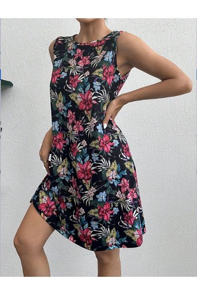 Simala Rochie de damă din jerseu cu imprimeu floral colorat