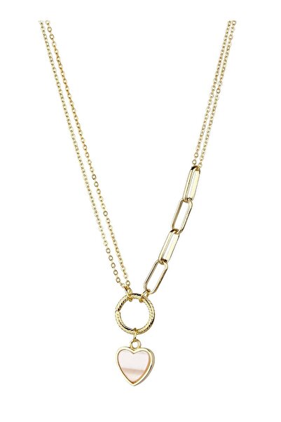 Klips Concept Kalp Detay Çoklu Zincir Kolye