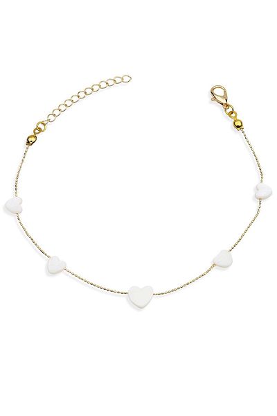 Klips Concept Heart Pearl Chain Anklet - Triple Object