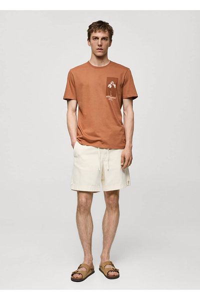 MANGO Man Pantaloni scurți bermude cu șnur 100% bumbac