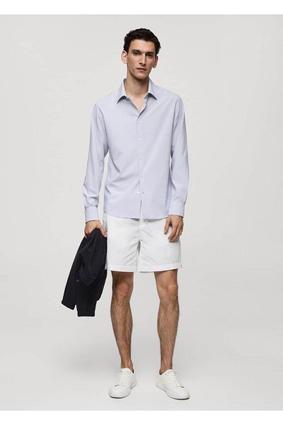 MANGO Man Πουκάμισο από ύφασμα με ριγέ Stretch Slim Fit