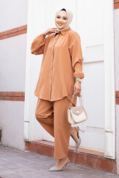 MİSSKAYLE Σετ Camel Hijab με λεπτομέρεια πιέτας